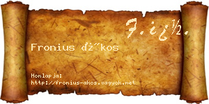 Fronius Ákos névjegykártya