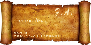 Fronius Ákos névjegykártya